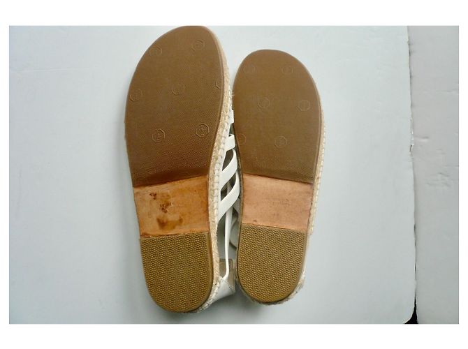 Hermès HERMES Costanza Espadrillas in Pelle Bianca T38 Bianco - vista 8