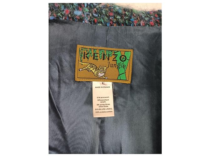 Kenzo vintage giacca anni '80 in lana Multicolore Verde - vista 3