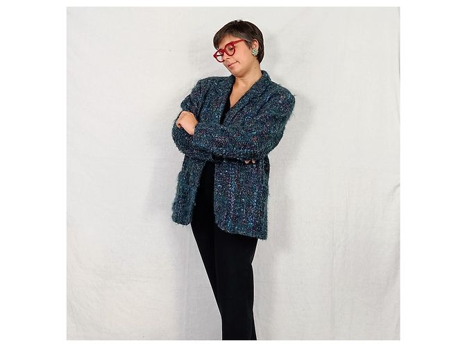 Kenzo vintage giacca anni '80 in lana Multicolore Verde - vista 4