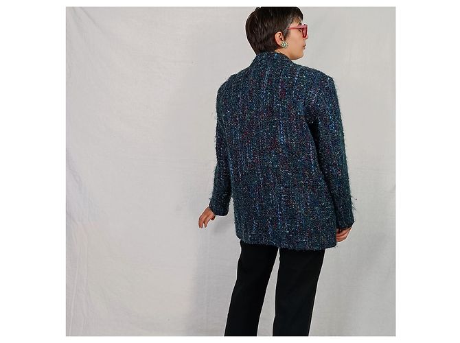 Kenzo vintage giacca anni '80 in lana Multicolore Verde - vista 5