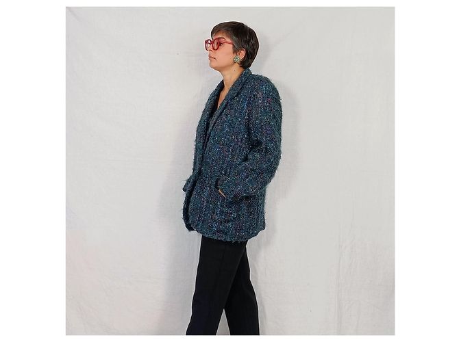 Kenzo vintage giacca anni '80 in lana Multicolore Verde - vista 6
