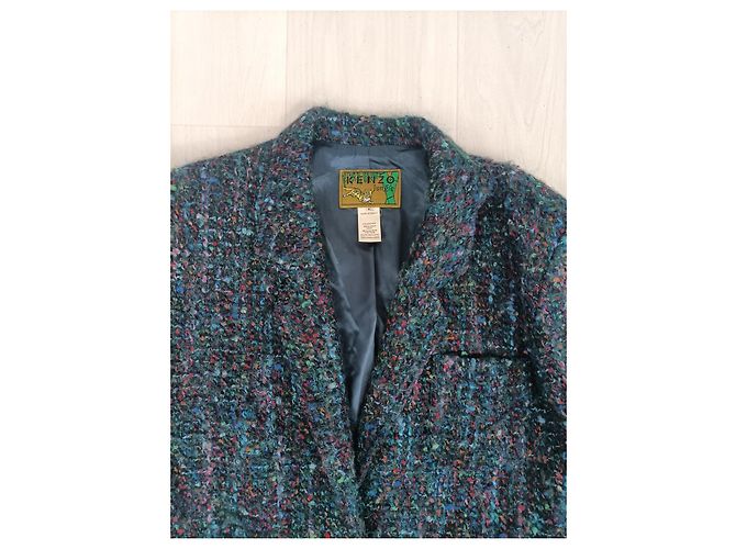 Kenzo vintage giacca anni '80 in lana Multicolore Verde - vista 7