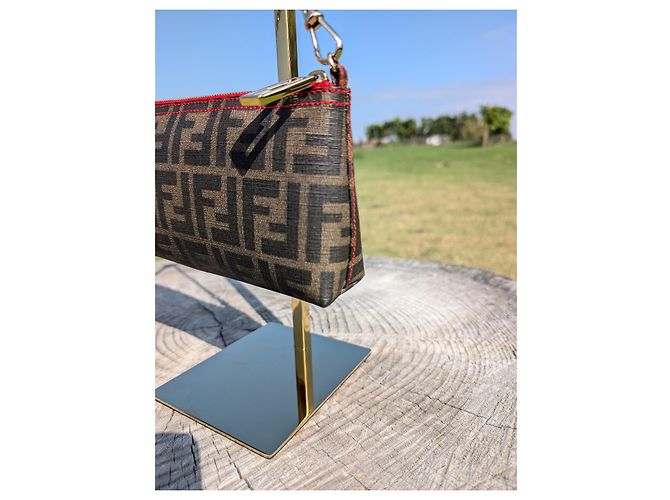 Pochette Fendi Zucca in pelle con catena Marrone - vista 4