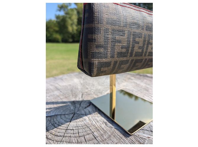 Pochette Fendi Zucca in pelle con catena Marrone - vista 5
