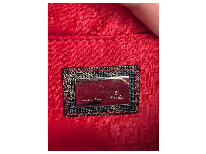 Pochette Fendi Zucca in pelle con catena Marrone - vista 8