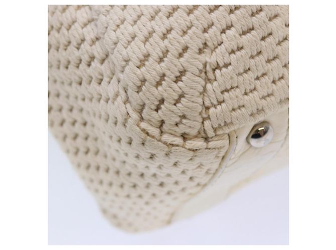CHANEL Borsa a mano in tela di pelle beige CC Auth yb619 - vista 10