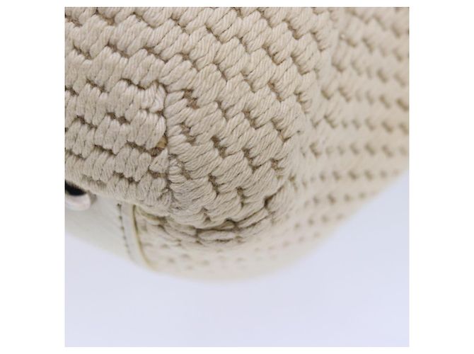 CHANEL Borsa a mano in tela di pelle beige CC Auth yb619 - vista 11
