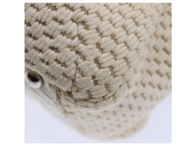 CHANEL Borsa a mano in tela di pelle beige CC Auth yb619 - vista 13