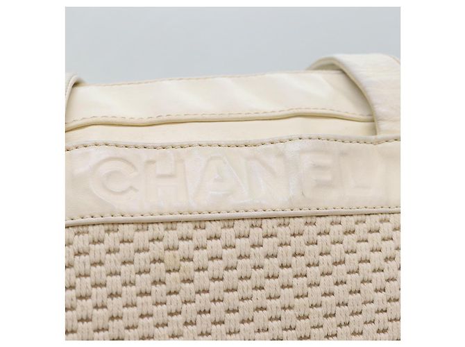 CHANEL Borsa a mano in tela di pelle beige CC Auth yb619 - vista 15