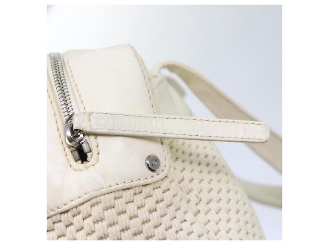 CHANEL Borsa a mano in tela di pelle beige CC Auth yb619 - vista 16