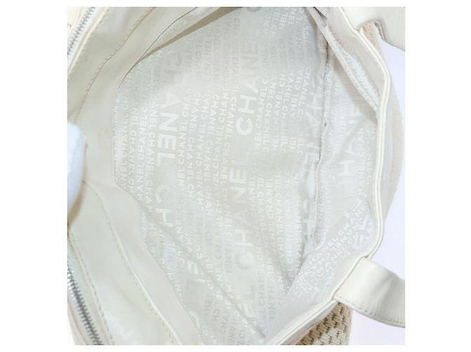CHANEL Borsa a mano in tela di pelle beige CC Auth yb619 - vista 24
