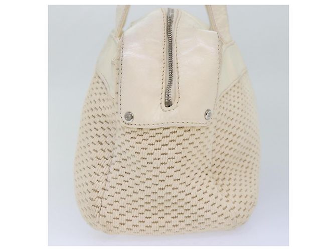 CHANEL Borsa a mano in tela di pelle beige CC Auth yb619 - vista 4