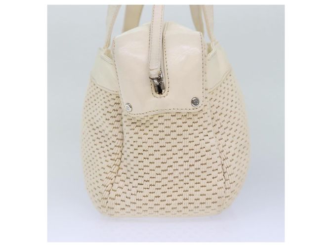 CHANEL Borsa a mano in tela di pelle beige CC Auth yb619 - vista 5