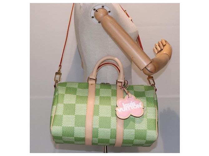 LOUIS VUITTON Damier Golf Keepall Bandouliere 35 Borsa Verde N40671 LV Auth 82933S - vista 28