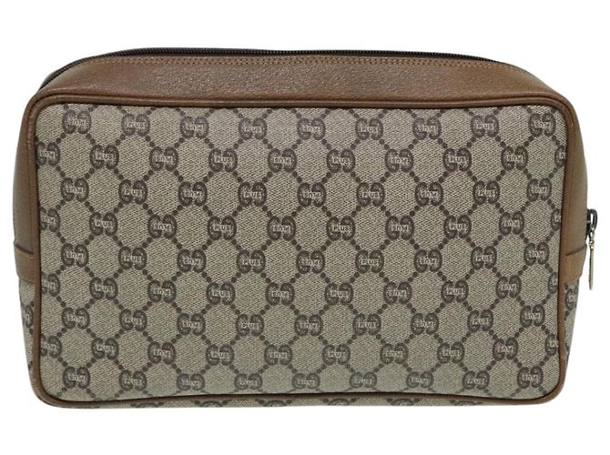 GUCCI GG Plus Supreme Clutch Bag PVC Beige Auth mr376 - vista 3