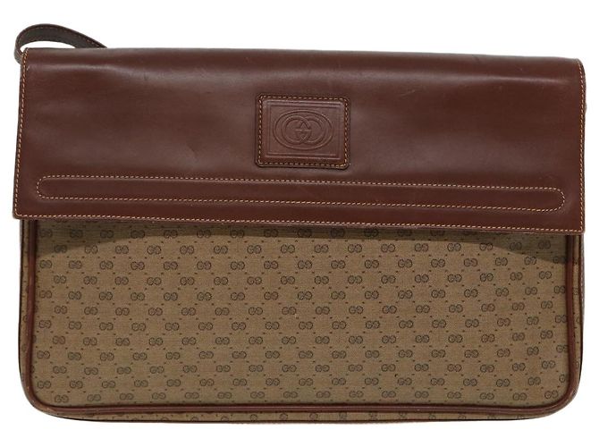 Gucci Borsa a spalla Micro GG Supreme in PVC marrone beige 004 112 0158 Auth th5194 - vista 2