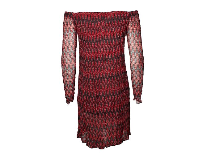 Abito zig zag Missoni in rosso, rosa e grigio - vista 3