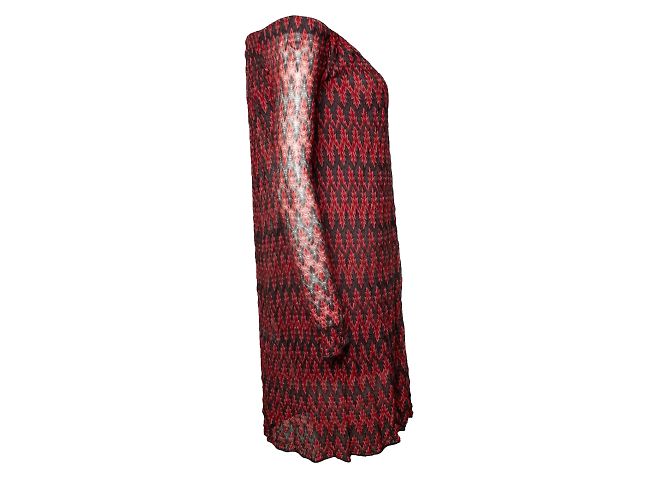 Abito zig zag Missoni in rosso, rosa e grigio - vista 4