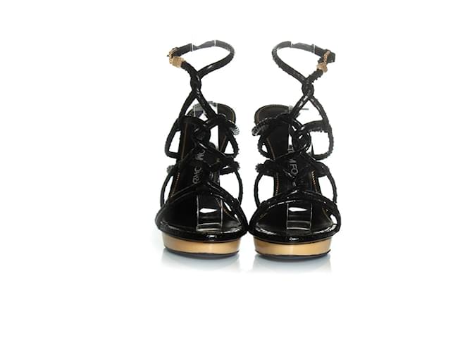 Slingback-Sandalen aus Pythonleder von Tom Ford Schwarz - Ansicht 4