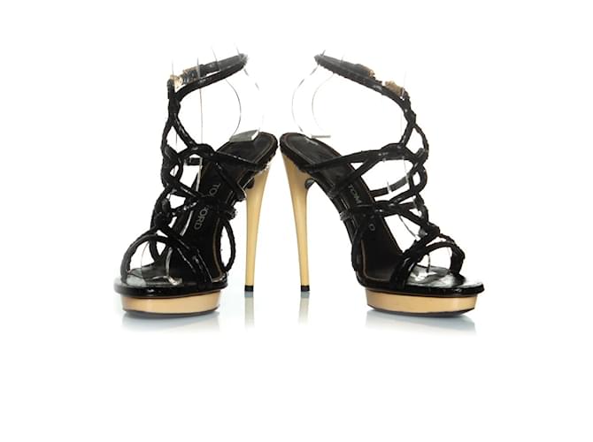 Slingback-Sandalen aus Pythonleder von Tom Ford Schwarz - Ansicht 7