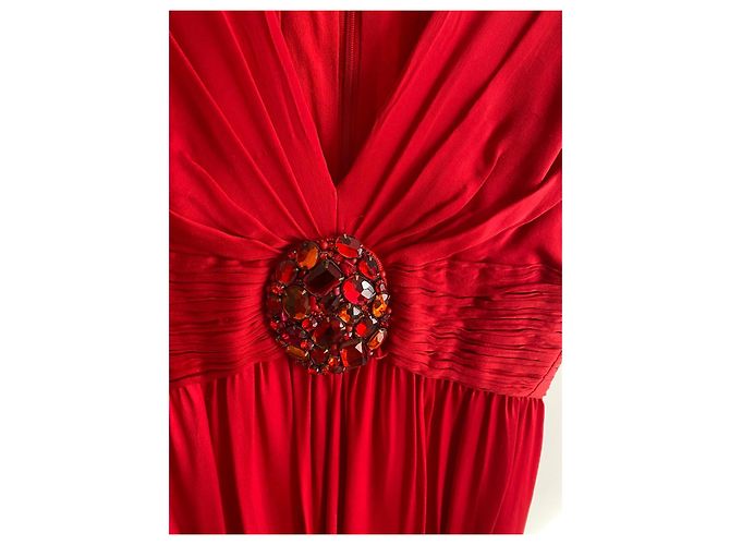 Abendkleid Andrew GN aus roter Seide - Ansicht 2