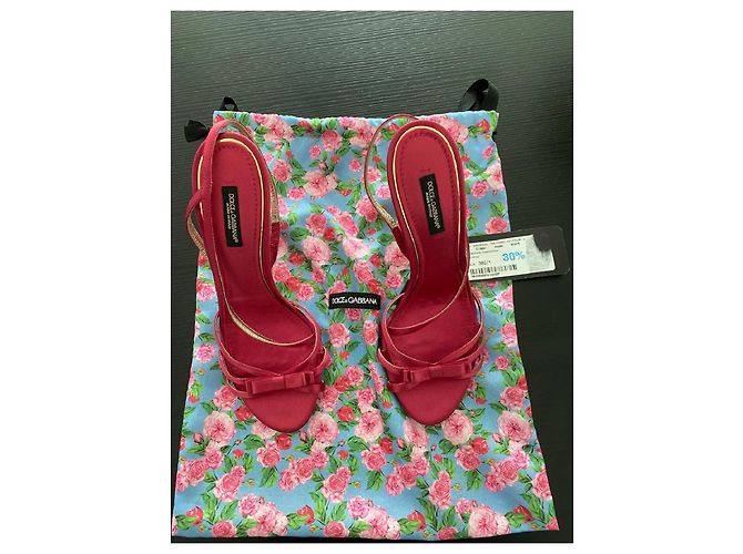 Dolce & Gabbana Sandalen aus Satin Dunkelrot Bordeaux - Ansicht 2