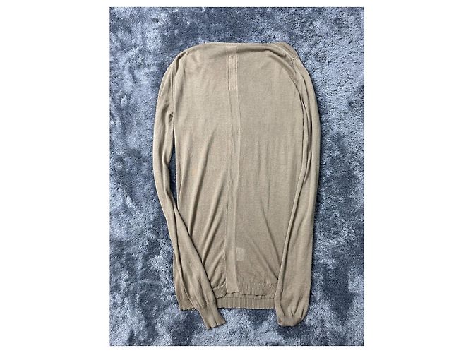 Rick Owens Beige Semitransparent Longsleeve from Fall Winter 2013. - view 4