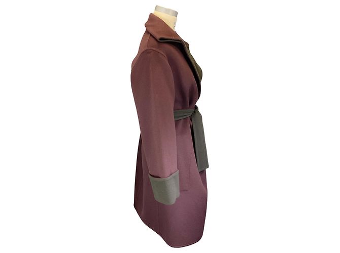 Trim Hermès Casaco de cashmere verde escuro com cinto Hermes Roxo - vista 2