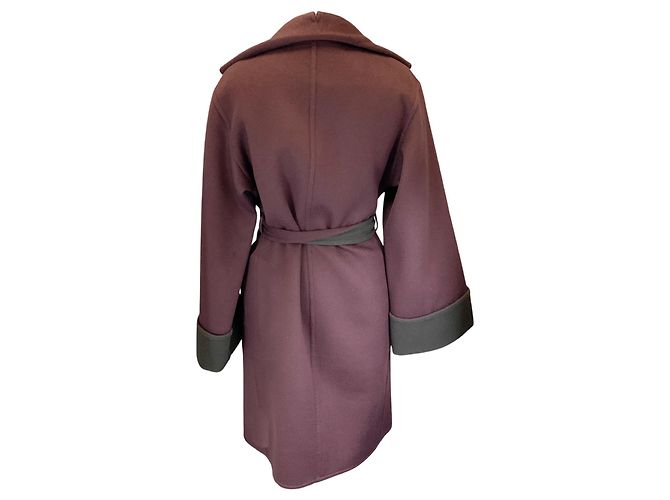 Trim Hermès Casaco de cashmere verde escuro com cinto Hermes Roxo - vista 3
