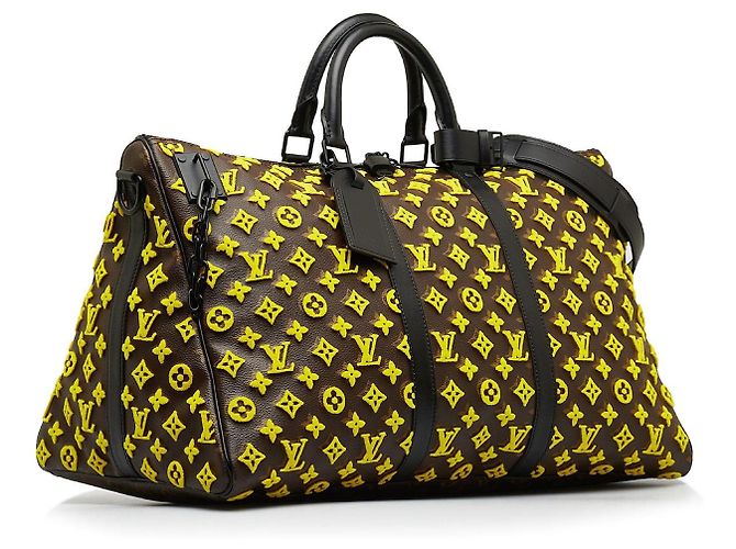 Keepall 50 Louis Vuitton borsa da viaggio triangolo giallo Marrone - vista 10