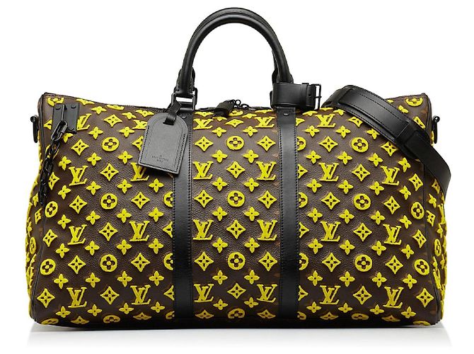 Keepall 50 Louis Vuitton borsa da viaggio triangolo giallo Marrone - vista 11