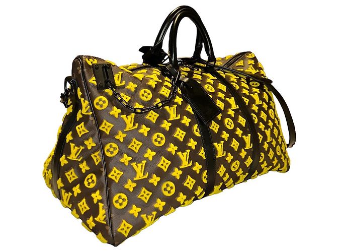 Keepall 50 Louis Vuitton borsa da viaggio triangolo giallo Marrone - vista 2