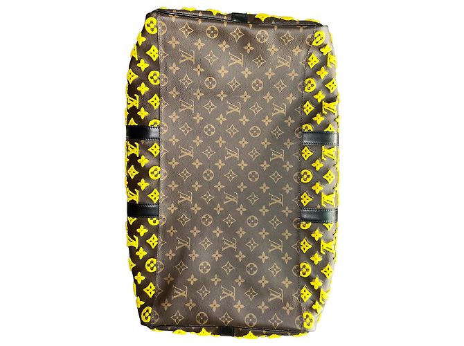 Keepall 50 Louis Vuitton borsa da viaggio triangolo giallo Marrone - vista 9