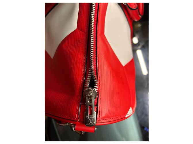 Louis Vuitton Keepall 50 World Cup Pelle Bianco Rosso - vista 7