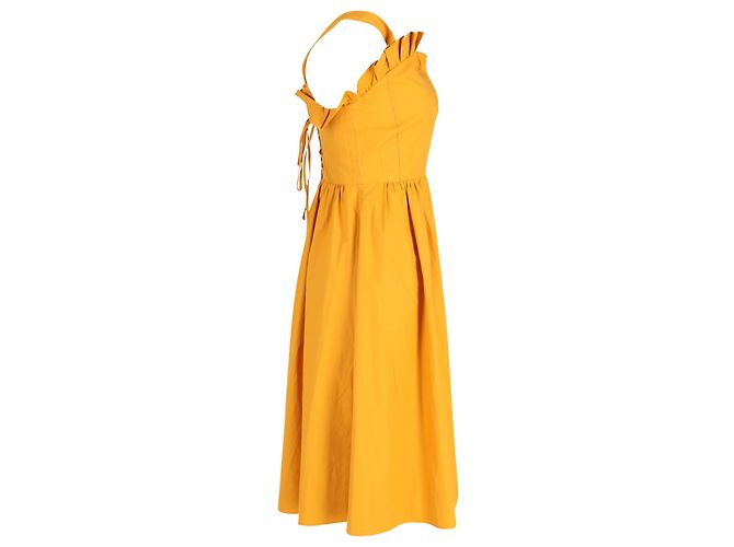 Roseanna Abito a balze in cotone giallo Sea New York con lacci Cammello - vista 3