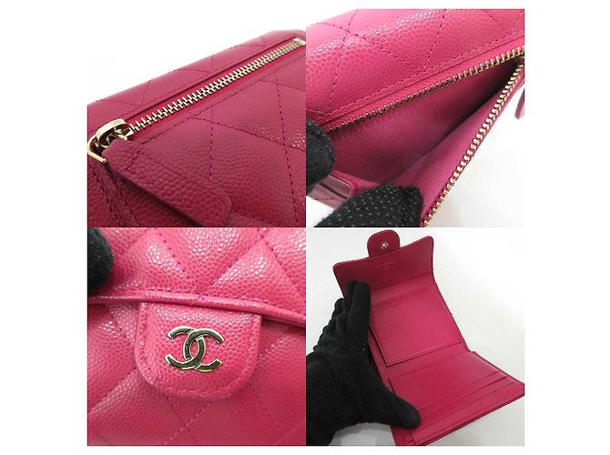 Portafoglio classico piccolo Chanel in pelle caviar Rosa - vista 3