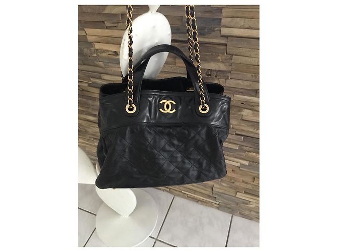 Borsa Tote Chanel in Pelle Nera Nero - vista 2