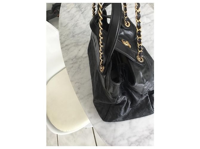 Borsa Tote Chanel in Pelle Nera Nero - vista 6