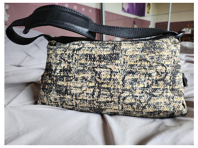 Chanel Coco Mark Umhängetasche Schwarz Beige - Ansicht 3