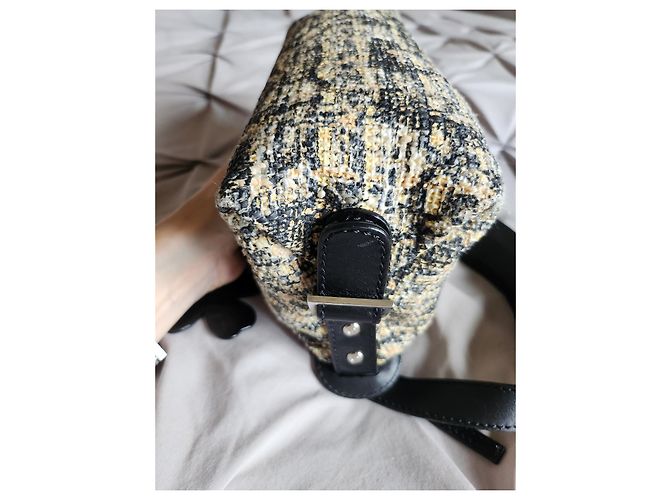 Chanel Coco Mark Umhängetasche Schwarz Beige - Ansicht 8