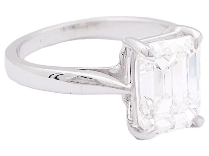 inconnue Ring im Smaragdschliff, Weißgold. - Ansicht 4