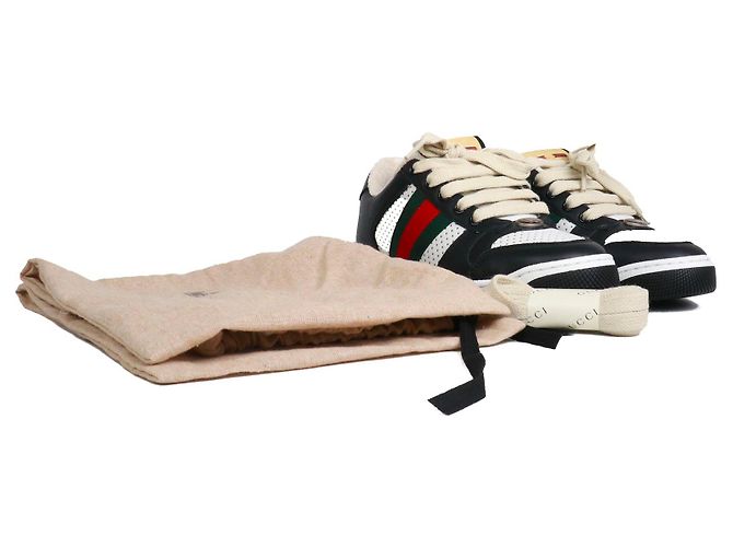 GUCCI - Sneakers stringate Gucci Screener in pelle nera (taglia 35,5) Nero - vista 10