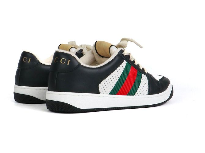 GUCCI - Sneakers stringate Gucci Screener in pelle nera (taglia 35,5) Nero - vista 3