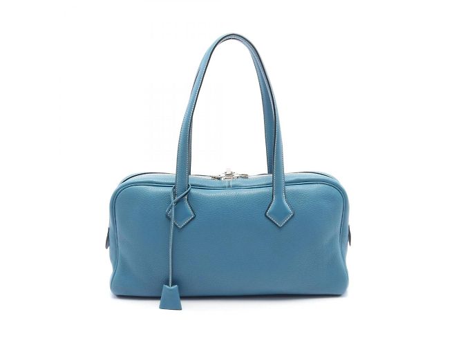 Hermès Borsa tote Hermes Victoria Elan 38 Blue Jean - vista 2