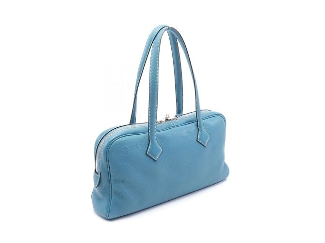 Hermès Borsa tote Hermes Victoria Elan 38 Blue Jean - vista 3