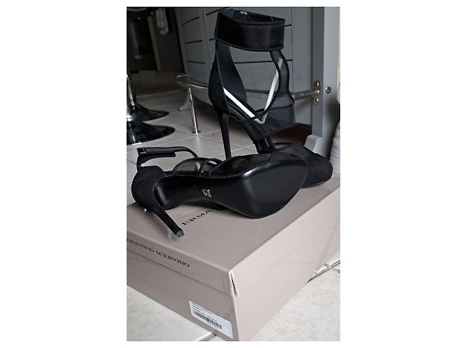 Ermanno Scervino Sandalen mit Absatz Schwarz Wildleder Größe 40 - Ansicht 2