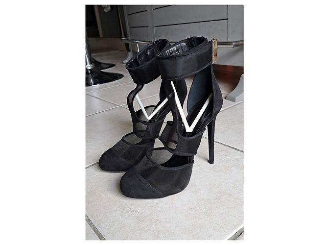 Ermanno Scervino Sandalen mit Absatz Schwarz Wildleder Größe 40 - Ansicht 4
