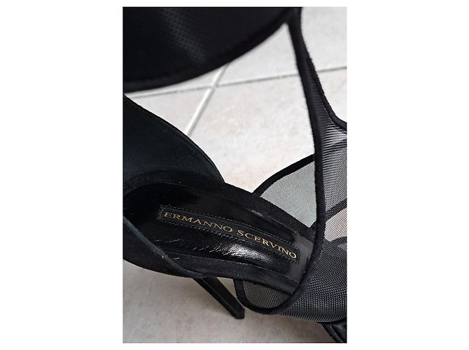 Ermanno Scervino Sandalen mit Absatz Schwarz Wildleder Größe 40 - Ansicht 8