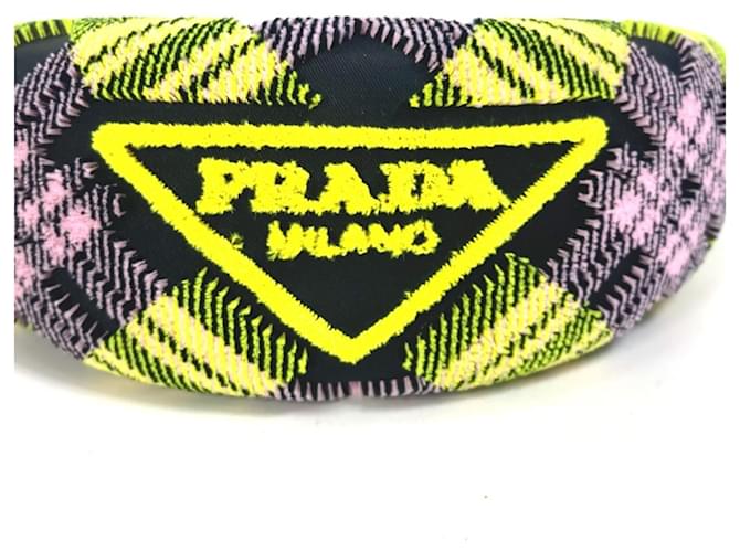 Diadema de nylon con logo triangular de Prada Rosa Amarillo - vista 3