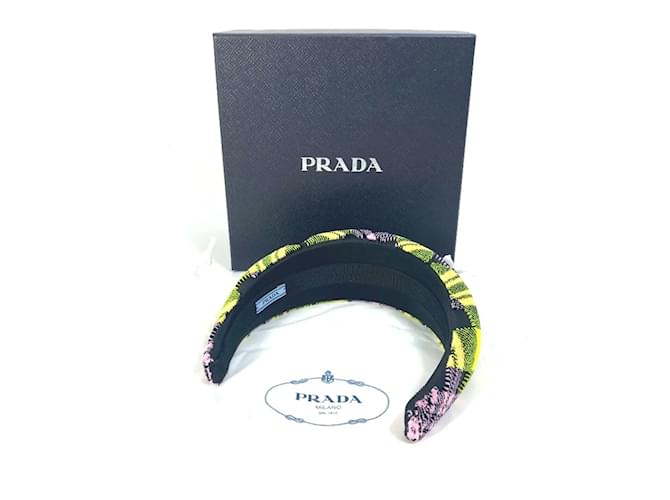 Diadema de nylon con logo triangular de Prada Rosa Amarillo - vista 8